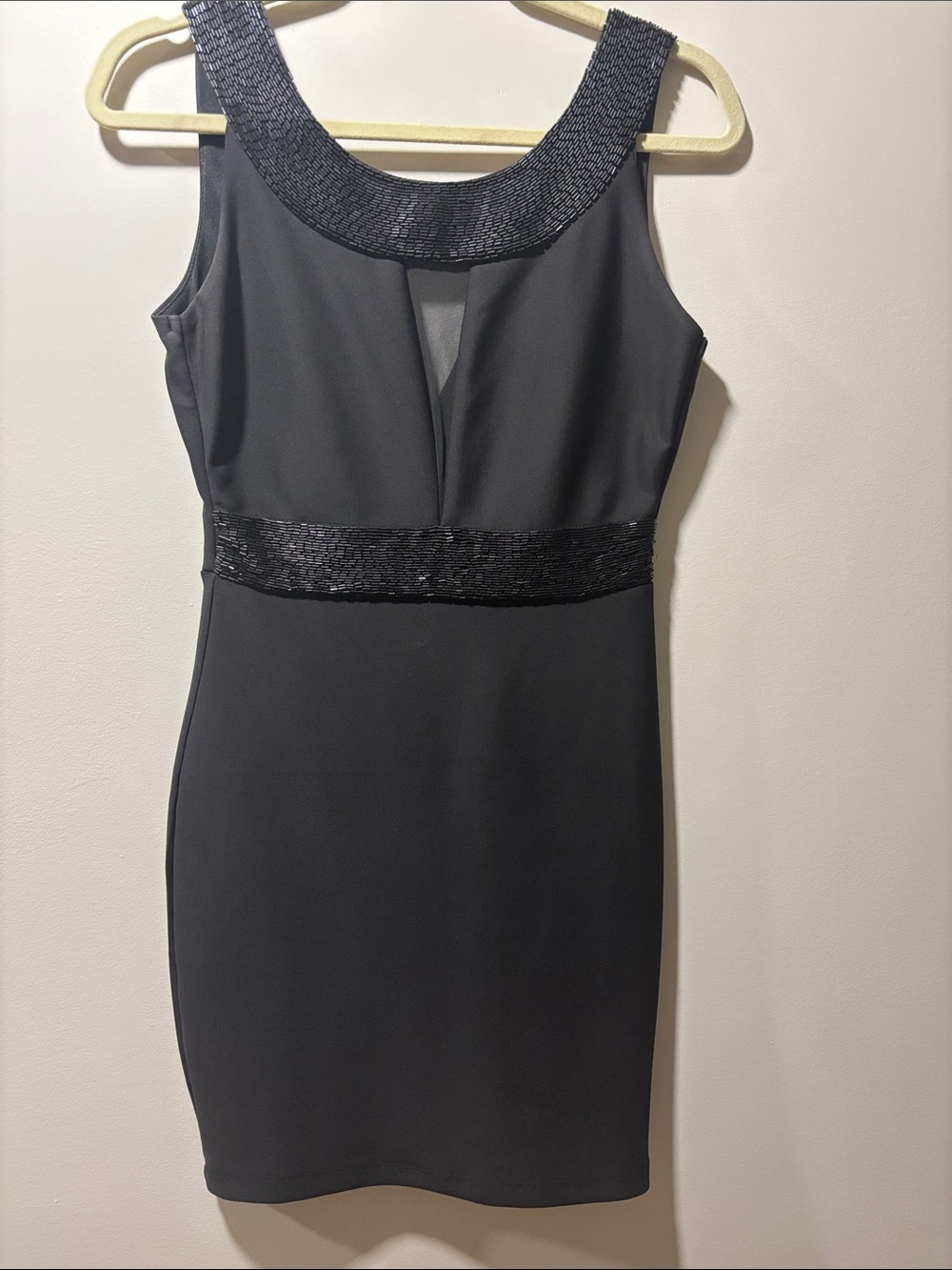 AKIRA Black Sequin-Trim Sleeveless Mini Dress